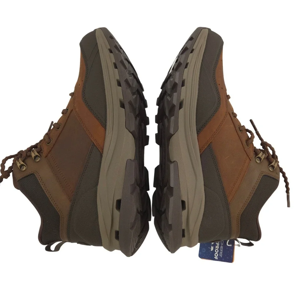 Skechers Glide-Step Randell Brecken Boots Men 10.5M Brown Waterproof Slip In NEW